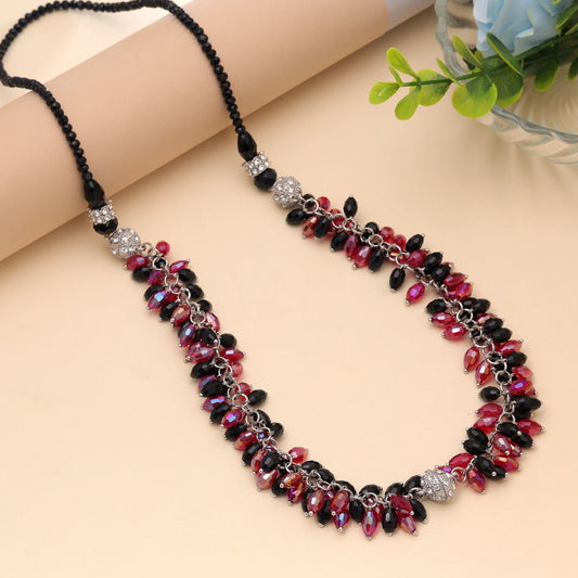 Red & Black Color Beaded Necklace with Attractive Ethnic Designer Appeal
