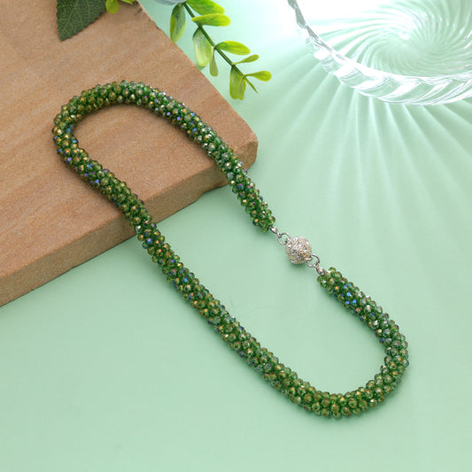 Light Green Color Magnetic Beaded Necklace Featuring Trendy Designer Look