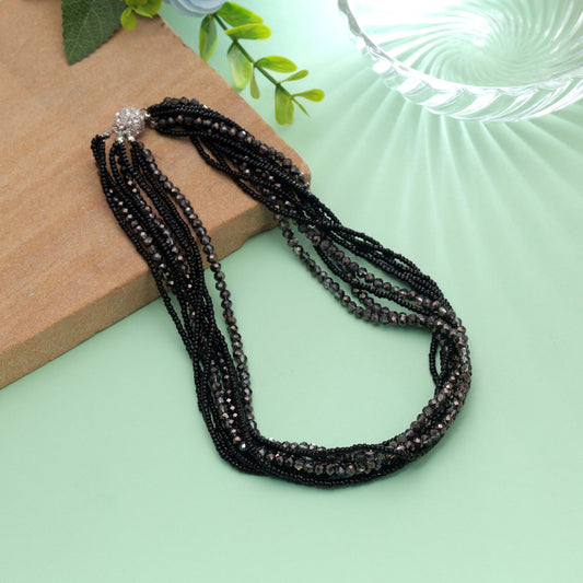 Black Color Magnetic Beaded Necklace Featuring Premium Trendy Jewelry Style