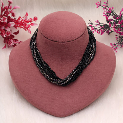 Black Color Magnetic Beaded Necklace Featuring Premium Trendy Jewelry Style