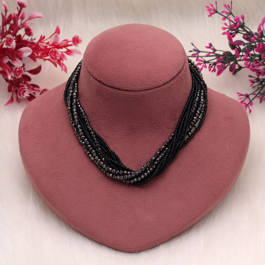 Black Color Magnetic Beaded Necklace Featuring Premium Trendy Jewelry Style