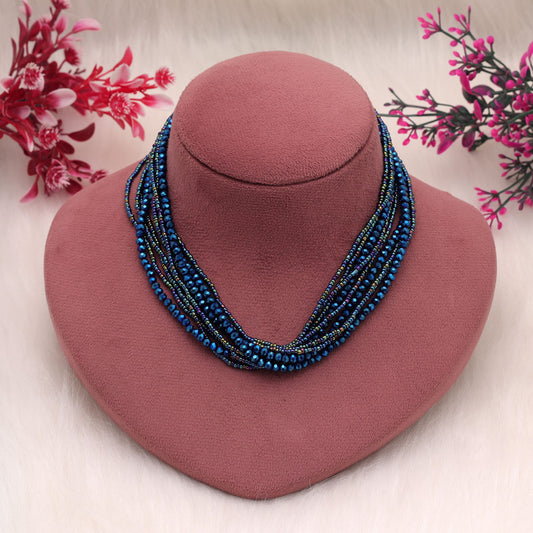 Blue Color Magnetic Beaded Necklace Featuring Stylish Contemporary Design