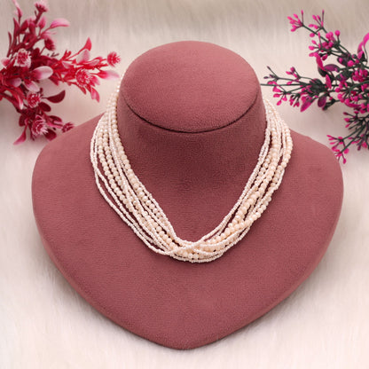 Peach Color Magnetic Beaded Necklace Featuring Elegant Modern Jewelry Style