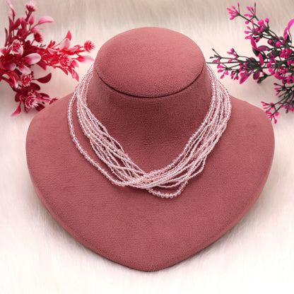 Pink Color Magnetic Beaded Necklace with Beautiful Designer Fashion Look