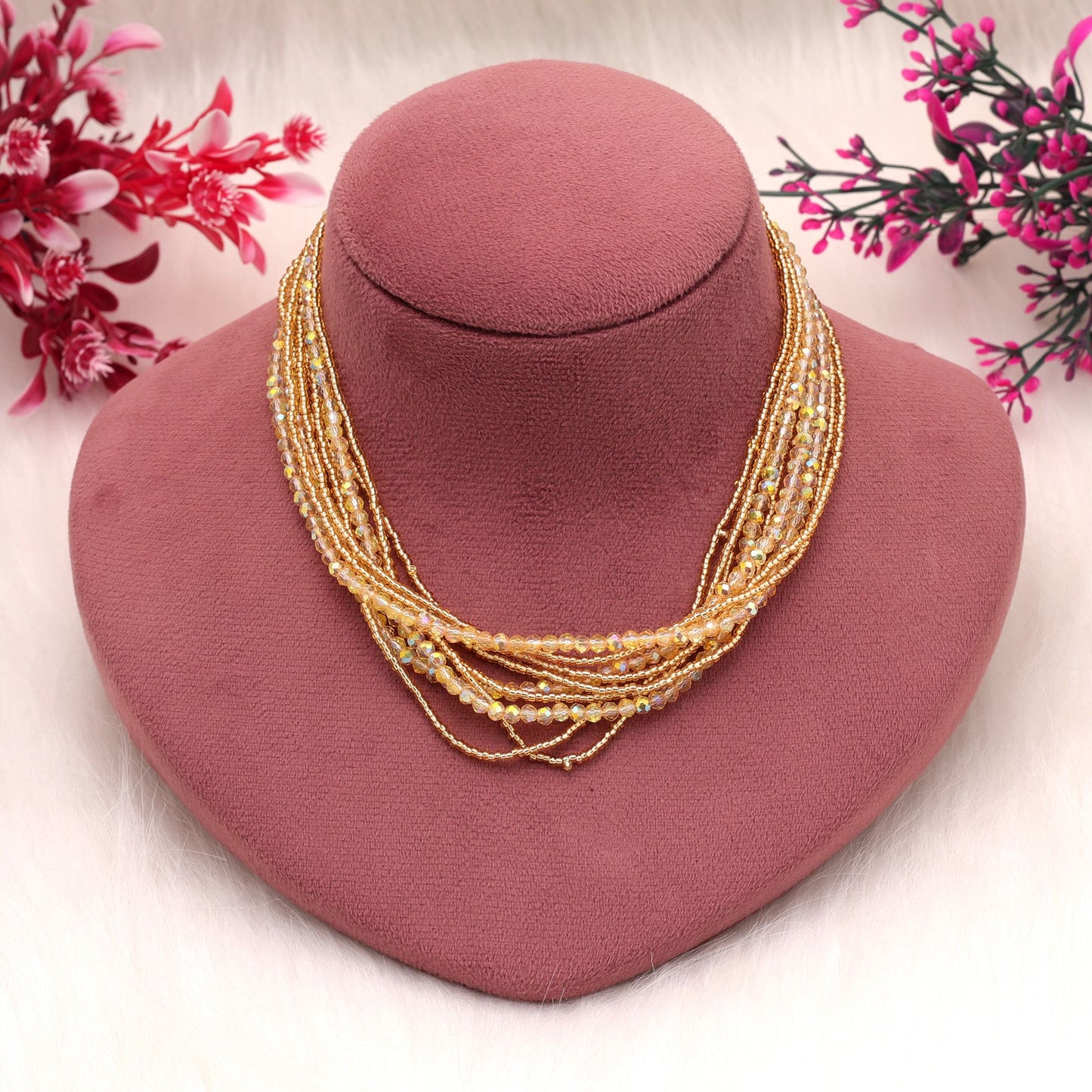 Yellow Color Magnetic Beaded Necklace with Bright Elegant Fashion Appeal