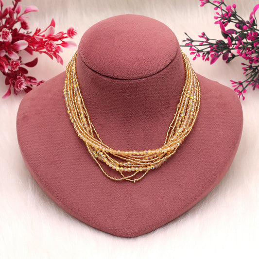 Yellow Color Magnetic Beaded Necklace with Bright Elegant Fashion Appeal