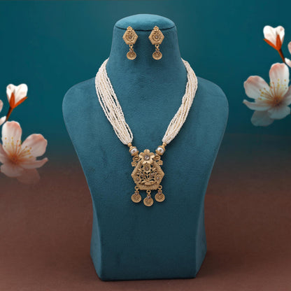 Timeless Gold Color Premium Matte Gold Necklace Set For Elegant Occasions