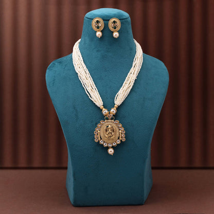 Modern Green Color Matte Gold Necklace Set Featuring Meenakari Work And Floral Embellishments