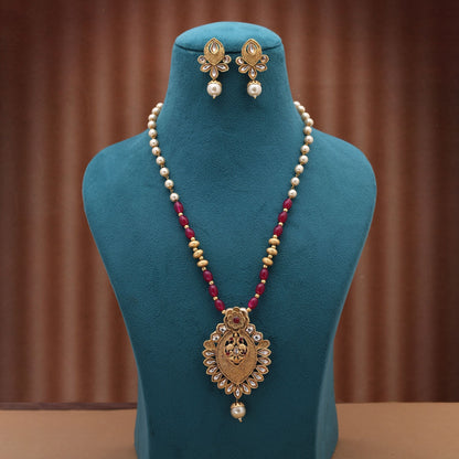 Rani Color Matte Gold Necklace Set Offering Vibrant Traditional Festive Charm