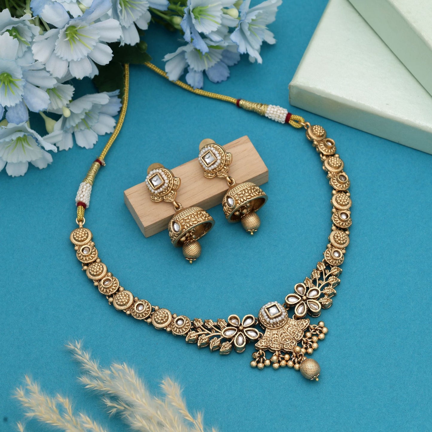 Goldfarbenes mattgoldenes Halsketten-Set – ideal für Hochzeiten und festliche Anlässe