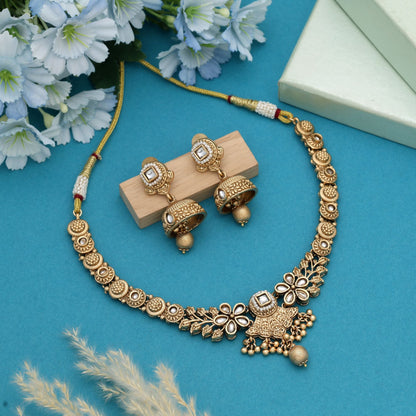 Goldfarbenes mattgoldenes Halsketten-Set – ideal für Hochzeiten und festliche Anlässe