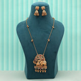 Multi Color Elephant Design Artistic Meena Matte Gold Necklace Set