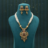 Multi Color Mint Meena Work Matte Gold Necklace Set Designer Ethnic Festive Jewelry