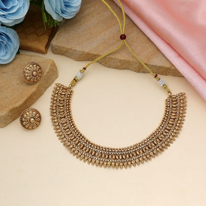 Classic Gold Color Matte Gold Necklace Set Elegant Daily Collection