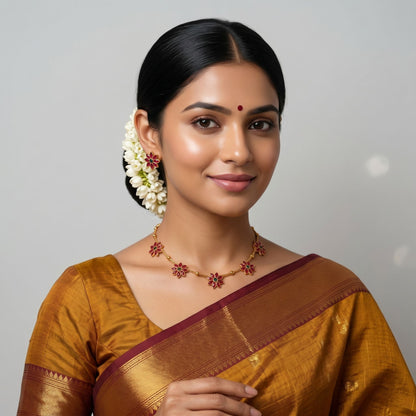 Premium Rani & Green Color Gold Plated Necklace Set For Women Ethnic Wear