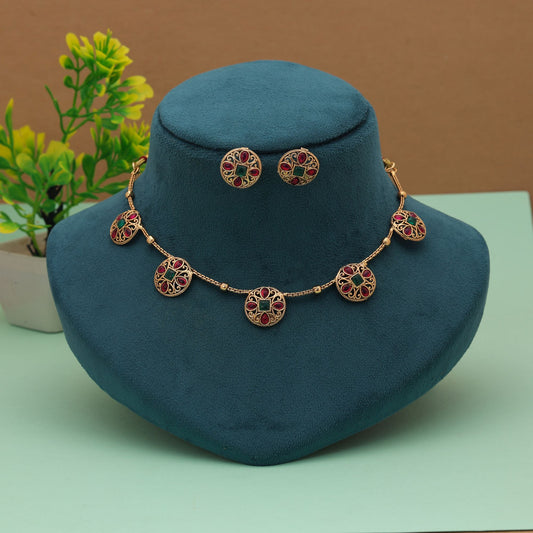 Elegantes Rani- & Grüne-Farben vergoldetes Halsketten-Set Brautschmuck-Kollektion