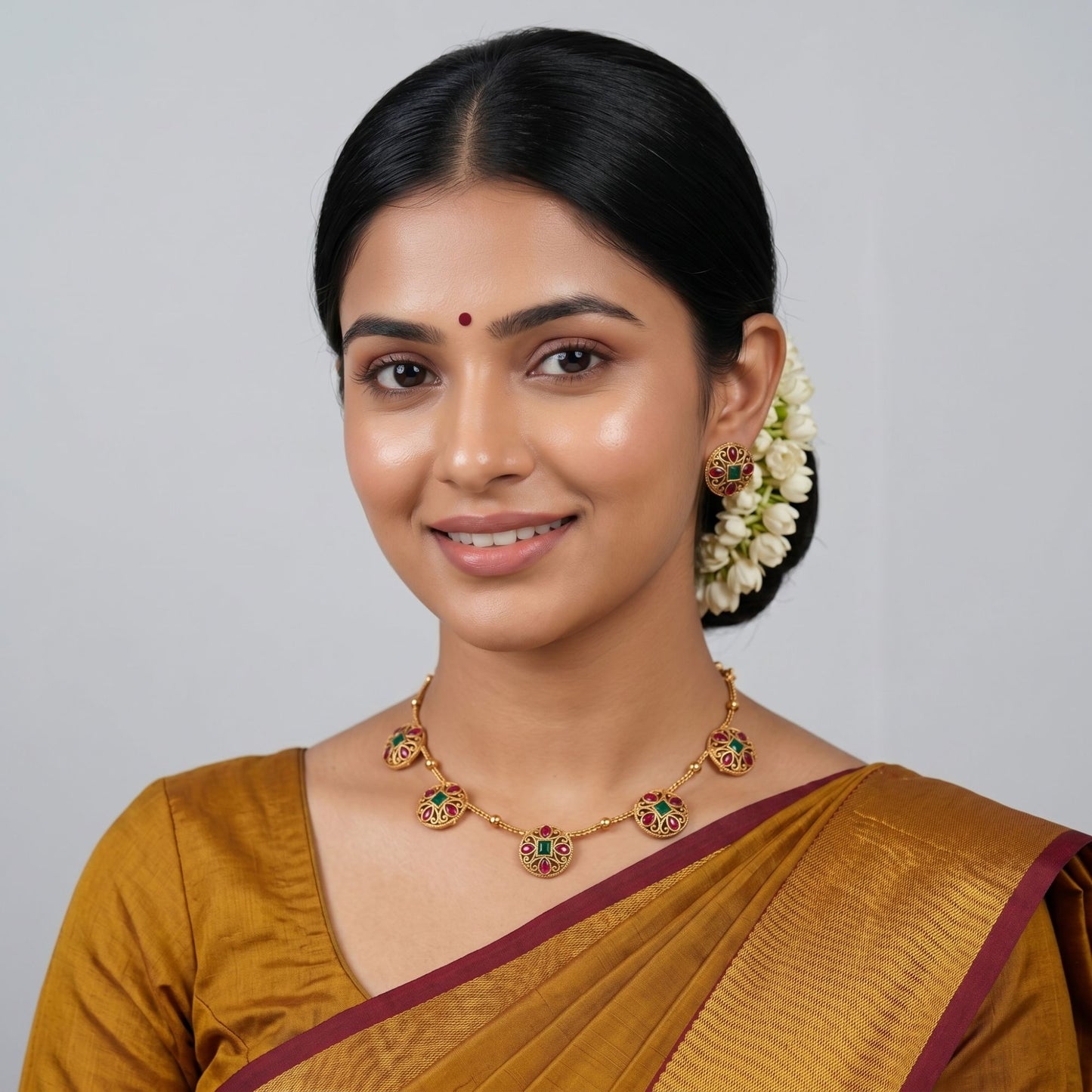 Stylish Rani & Green Color Gold Plated Necklace Set Bridal Jewelry Collection