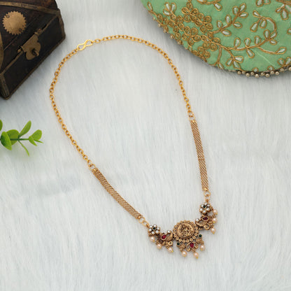 Royal Rani & Green Color Choker Temple Necklace With Antique Bridal Ethnic Design