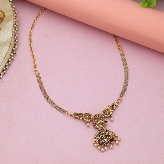 Klassische weinrote und grüne Choker-Tempelhalskette mit eleganten Tempelschmuck-Verzierungen
