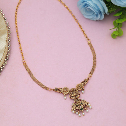 Designer Maroon & Green Color Choker Temple Necklace For Festive Traditional Party Collection