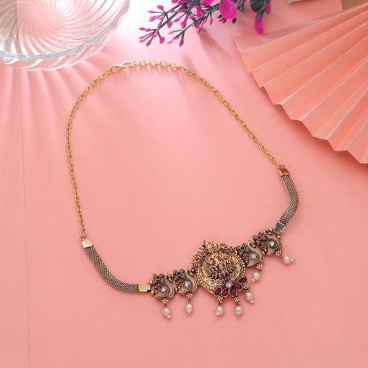 Rani & Green Color Choker Temple Necklace with Premium Traditional Styling