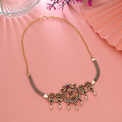 Rani & Green Color Choker Temple Necklace with Festive Ethnic Charm