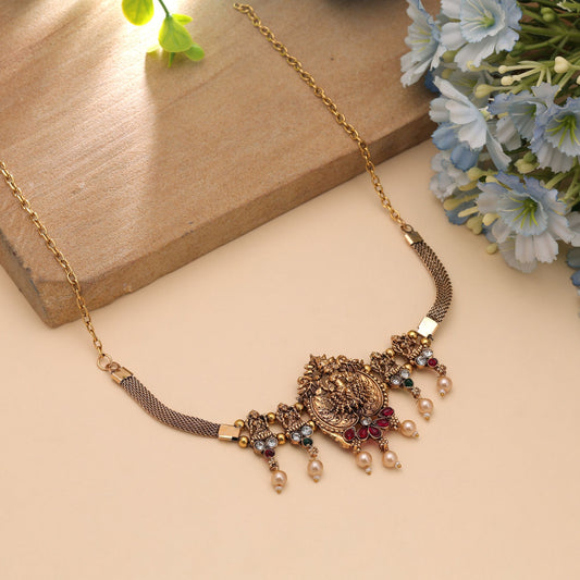 Rani & Green Color Choker Temple Necklace with Traditional Royal Elegance
