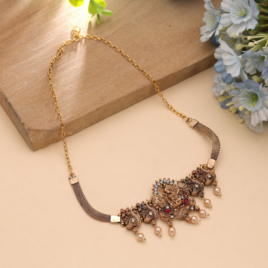 Rani & Green Color Choker Temple Necklace with Traditional Festive Beauty
