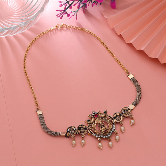 Rani & Green Color Choker Temple Necklace with Elegant Handcrafted Finish