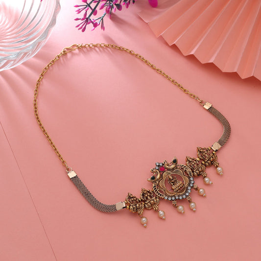 Rani & Green Color Choker Temple Necklace with Traditional Ethnic Beauty
