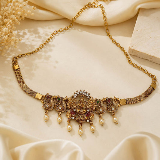 Rani & Green Color Choker Temple Necklace With Royal Ethnic Appeal