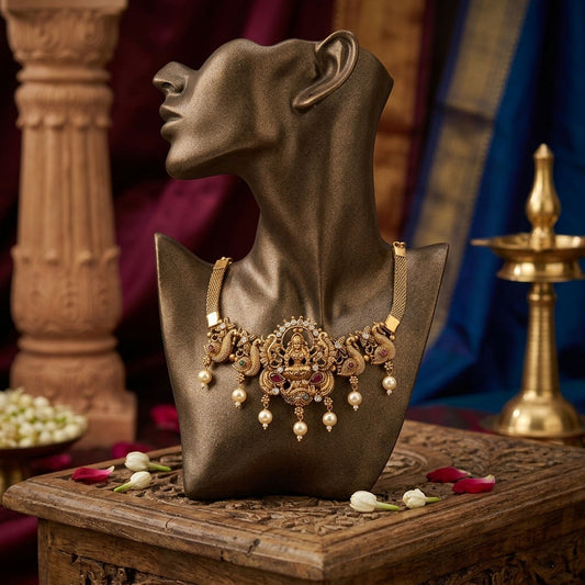 Rani & Green Color Choker Temple Necklace Crafted For Festive Occasions