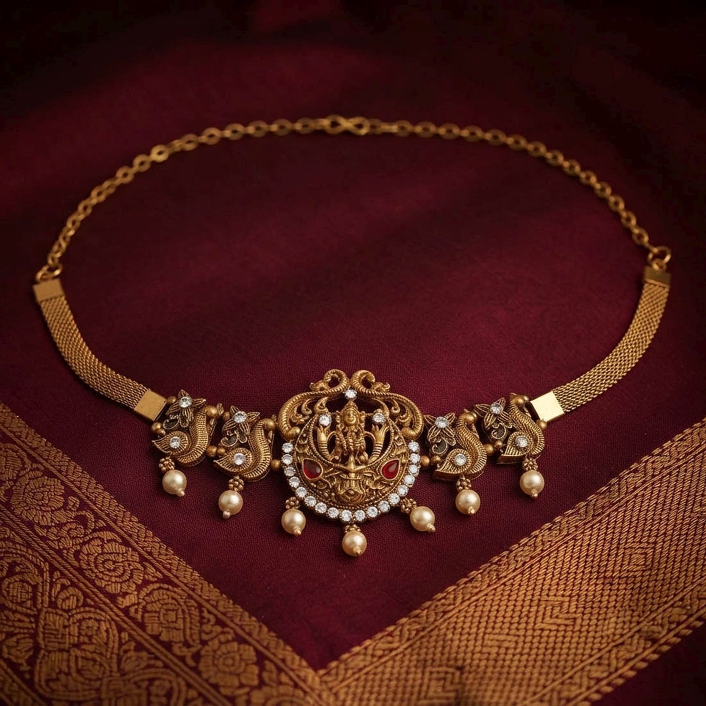 Rani & Green Color Choker Temple Necklace Perfect For Bridal Jewellery Collection