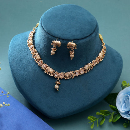 White Color Temple Necklace Jewelry Set with Elegant Heritage Jewelry Appeal
