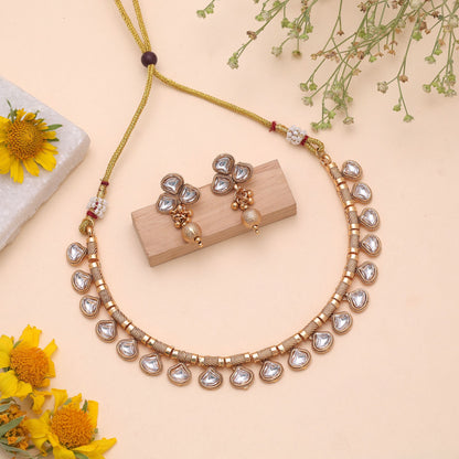 White Color Temple Necklace Jewelry Set Featuring Graceful Handmade Antique Style