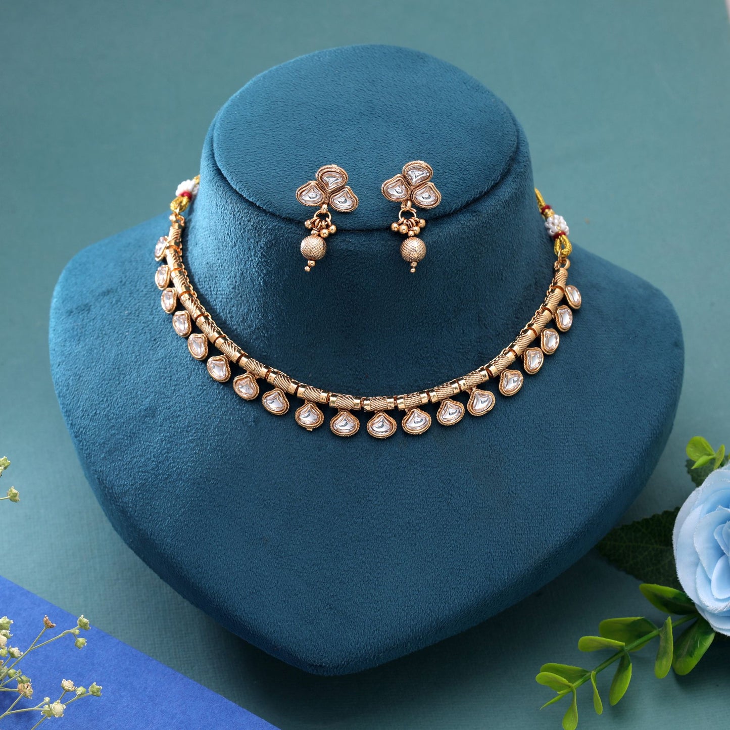 White Color Temple Necklace Jewelry Set Featuring Graceful Handmade Antique Style