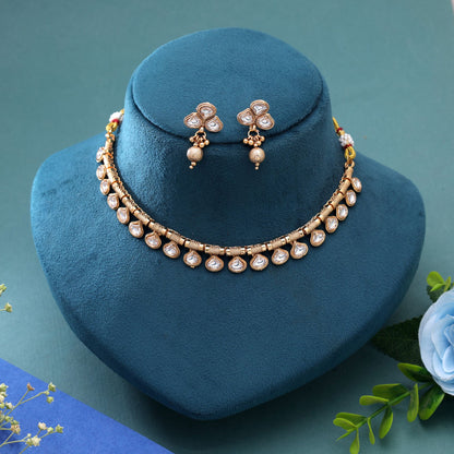 White Color Temple Necklace Jewelry Set Featuring Graceful Handmade Antique Style