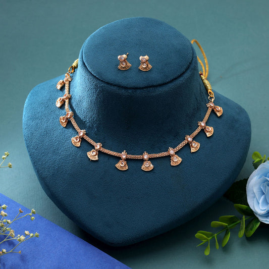 White Color Temple Necklace Jewelry Set with Beautiful Heritage Jewelry Design