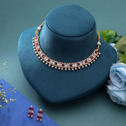 Rani Color Temple Necklace Jewelry Set with Stylish Handmade Jewelry Collection