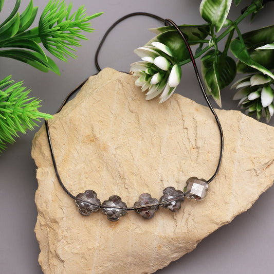 Stylish Grey Color Fashion Necklace With Polished Finish For Office Wear