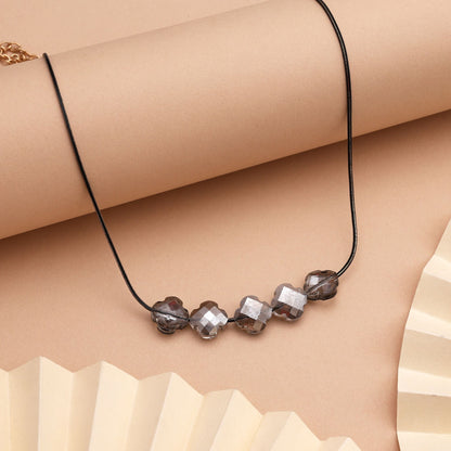 Stylish Grey Color Fashion Necklace With Polished Finish For Office Wear