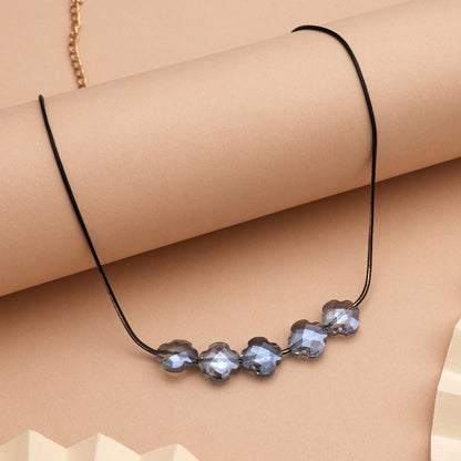 Elegant Light Grey Color Fashion Necklace With Subtle Sparkle For Evening Parties