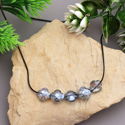 Elegant Light Grey Color Fashion Necklace With Subtle Sparkle For Evening Parties