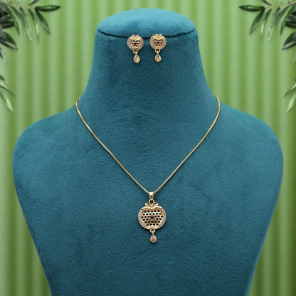 Gold Color Fashion Chain Pendant With Earrings Suitable For Daily Wear And Festive Looks