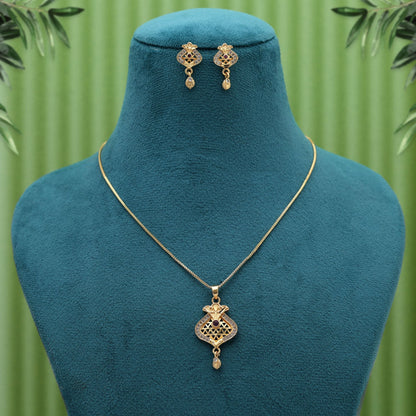 Gold Color Fashion Chain Pendant With Earrings Adding Sophistication To Ethnic Jewelry Collections