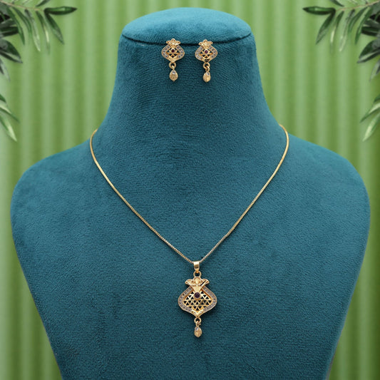 Gold Color Fashion Chain Pendant With Earrings Adding Sophistication To Ethnic Jewelry Collections