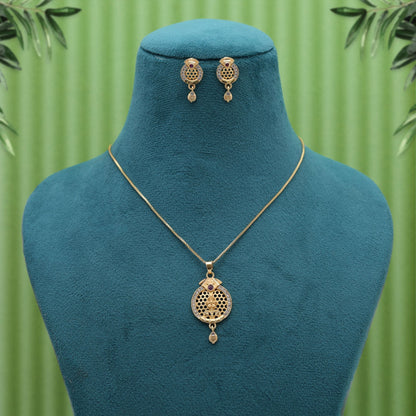 Gold Color Fashion Chain Pendant With Earrings Created For Stylish Cultural Celebrations