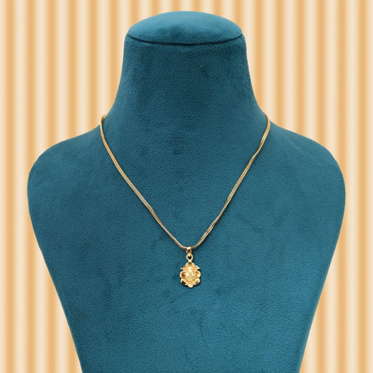 Gold Color Chain Pendant Featuring Lord Ganesha Design For Spiritual Elegance