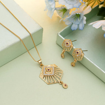 Goldfarbenes Ketten-Set mit Ohrringen, Premium-Verarbeitung für festliche Anlässe