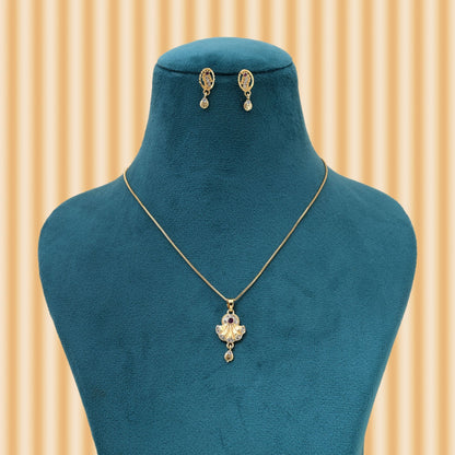 Gold Color Chain Pendant With Earring Showcasing Subtle Elegance And Cultural Charm